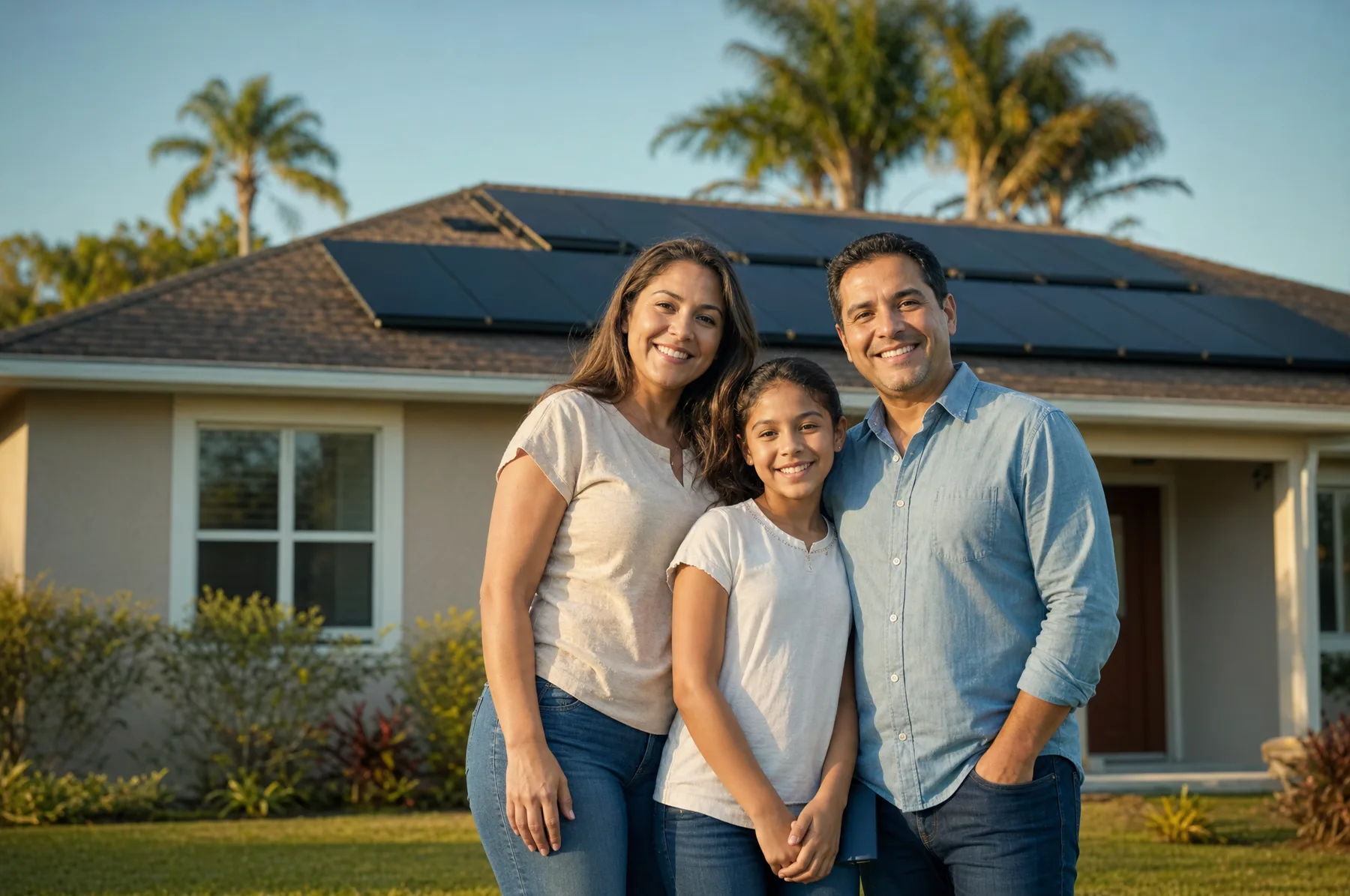 Familia frente a su casa en Central Florida